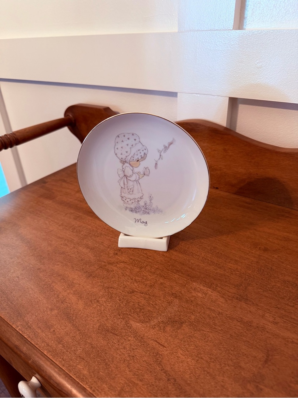 Vintage “May” Precious Moments Collectible Plate - Soft Lavender Illustration